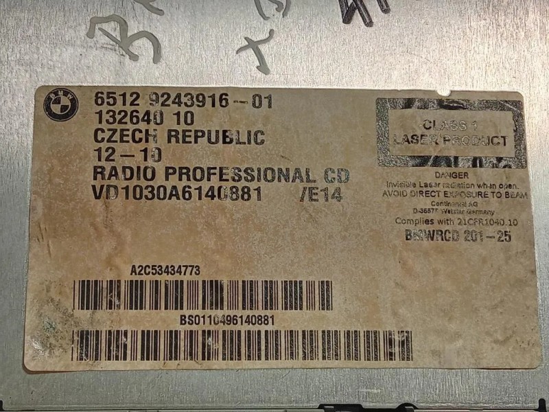 Unità Autoradio 6512 9243916-01 Bmw X1 E84 2010