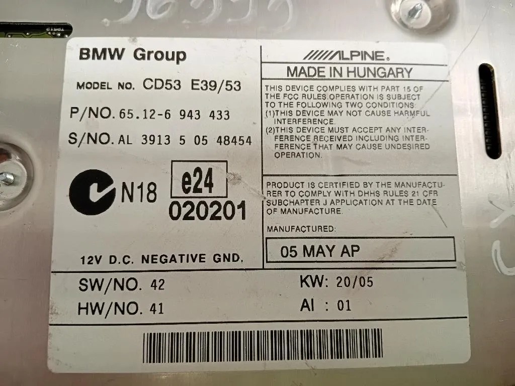 Unità Autoradio 6512-6 943 433 Bmw X5 E53 2000