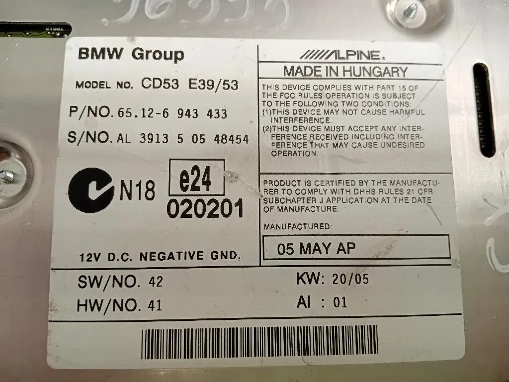 Unità Autoradio 6512-6 943 433 Bmw X5 E53 2000