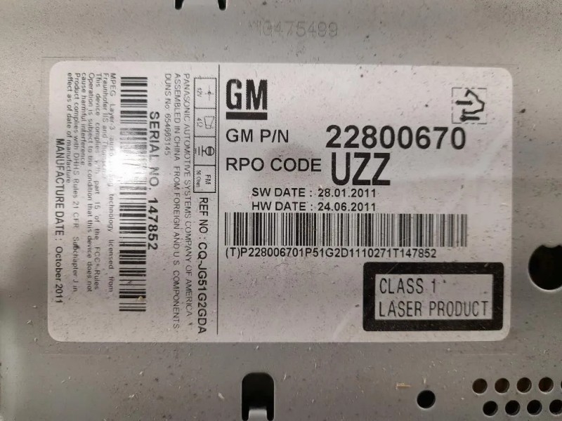 Unità Autoradio 22800670 Chevrolet Orlando 2011