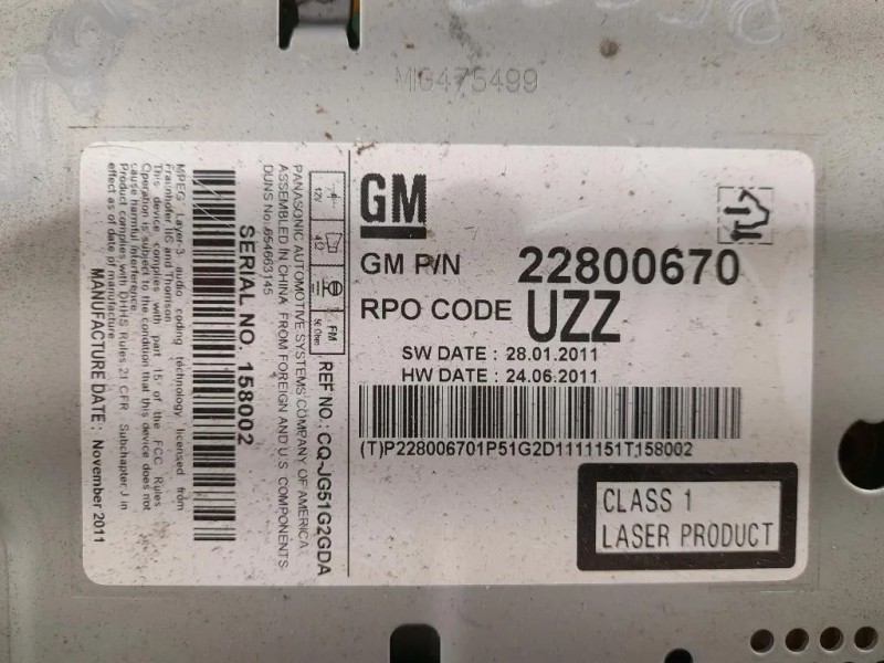 Unità Autoradio 22800670 Chevrolet Orlando 2011