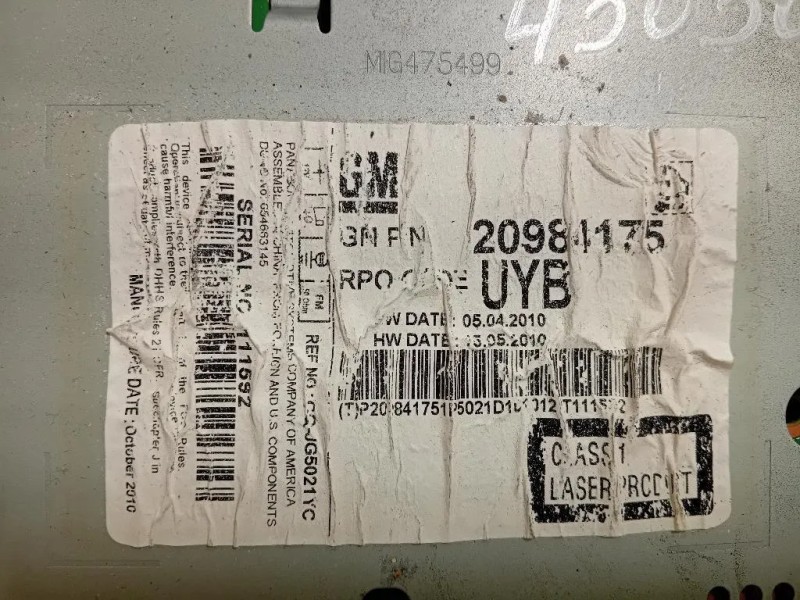 Unità Autoradio 20984175 Chevrolet Orlando 2011