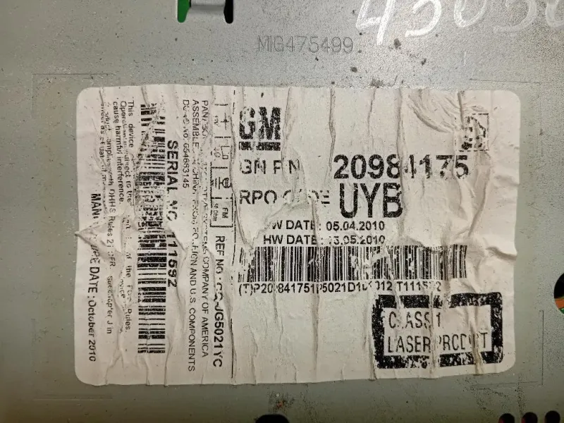 Unità Autoradio 20984175 Chevrolet Orlando 2011