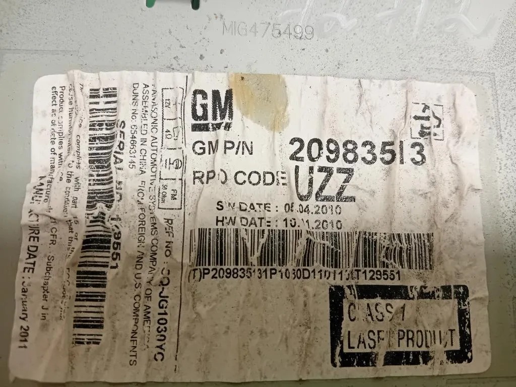 Unità Autoradio 20983513 Chevrolet Orlando 2011