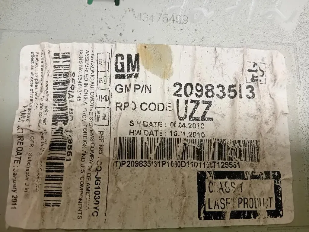 Unità Autoradio 20983513 Chevrolet Orlando 2011