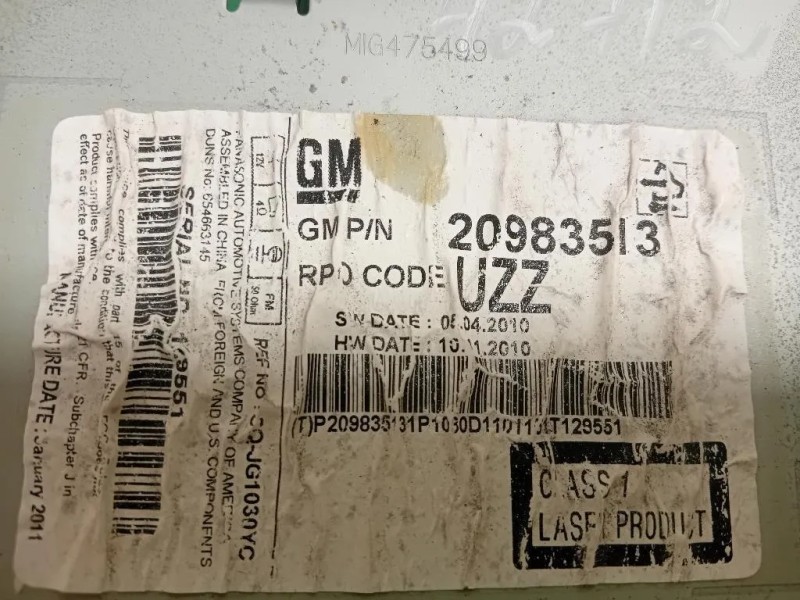 Unità Autoradio 20983513 Chevrolet Orlando 2011