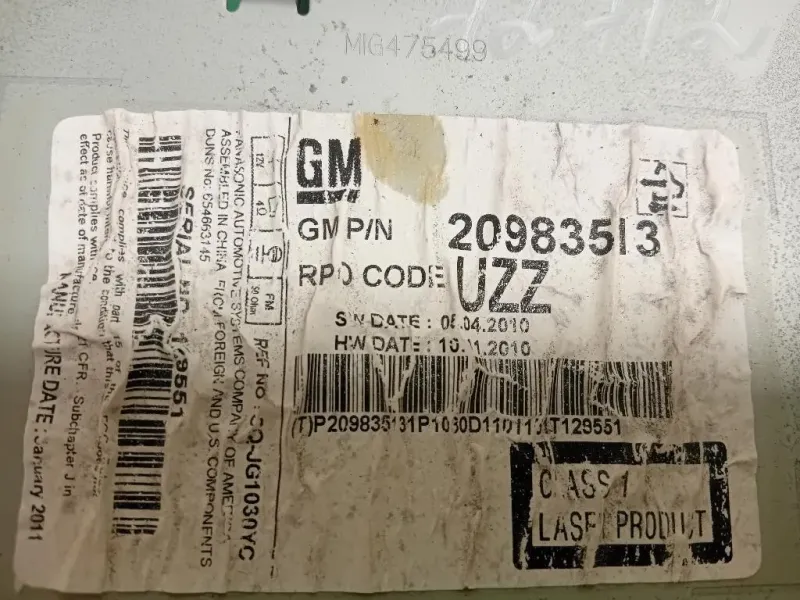 Unità Autoradio 20983513 Chevrolet Orlando 2011