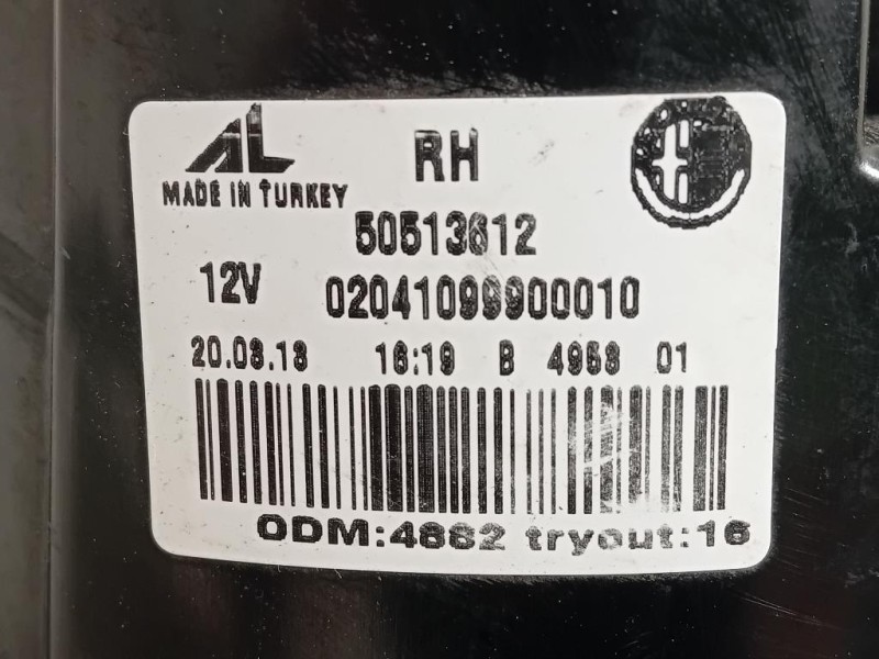 Fanale POST DX 50513612 Alfa Romeo Giulietta 2010