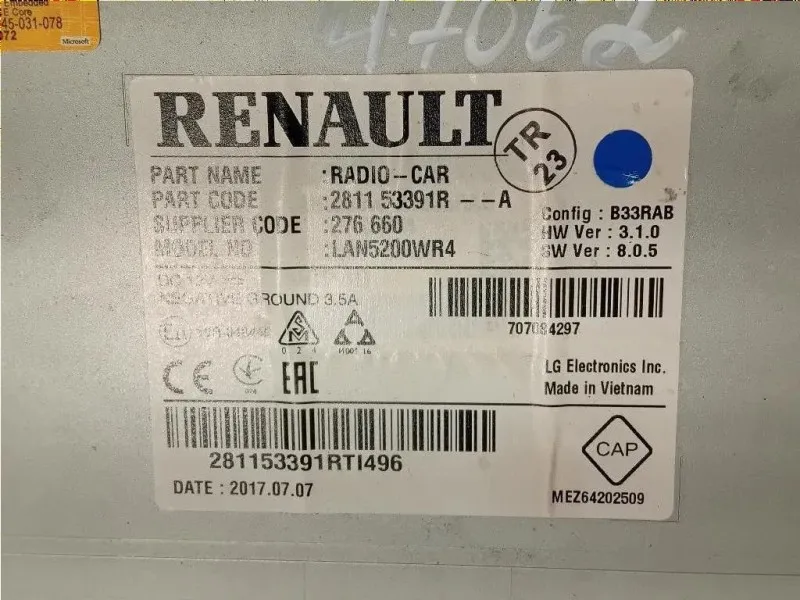 Unità Autoradio 281153391R Dacia Duster I 2014