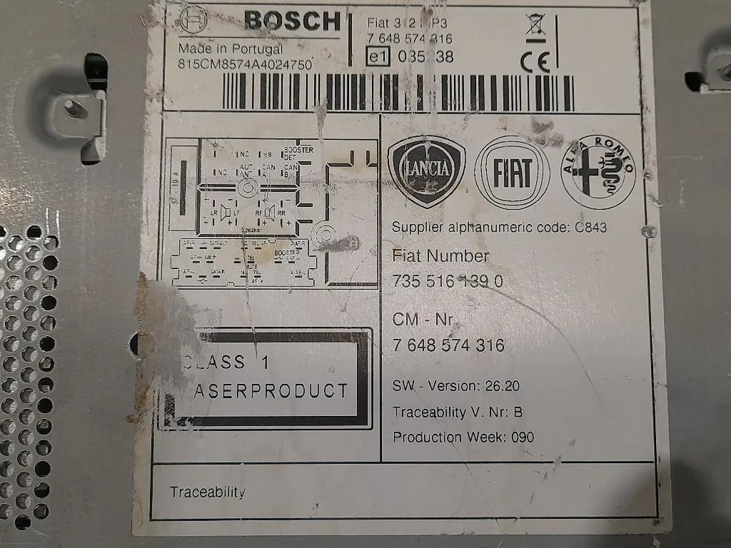 Unità Autoradio 7648574316 Fiat 500 II 2008