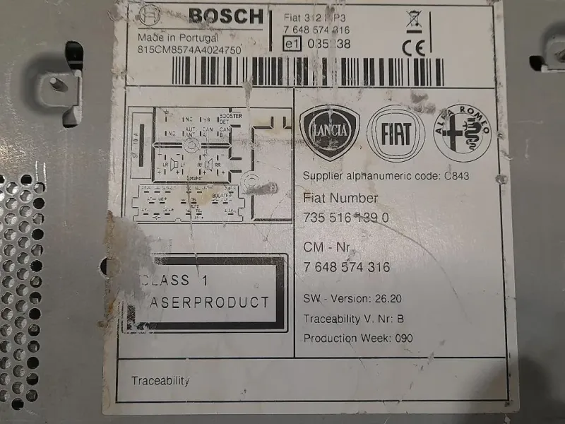 Unità Autoradio 7648574316 Fiat 500 II 2008