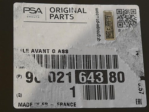 Parafango ANT SX 9802164380 Peugeot 308 I 2008