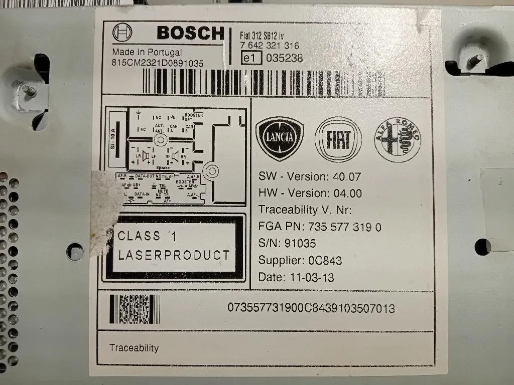 Unità Autoradio 7642321316 Fiat 500 II 2015