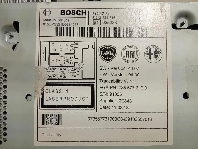 Unità Autoradio 7642321316 Fiat 500 II 2015