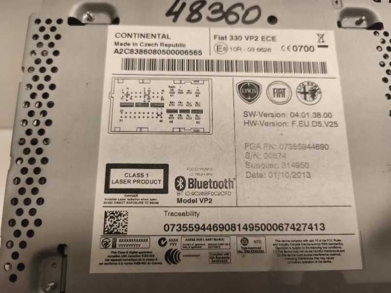 Unità Autoradio 814950 Fiat 500L 2013