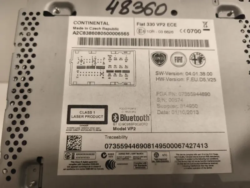 Unità Autoradio 814950 Fiat 500L 2013