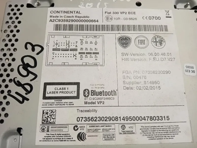 Unità Autoradio 07356230290 Fiat 500L 2013