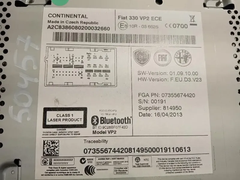 Unità Autoradio 07355674420 Fiat 500L 2013