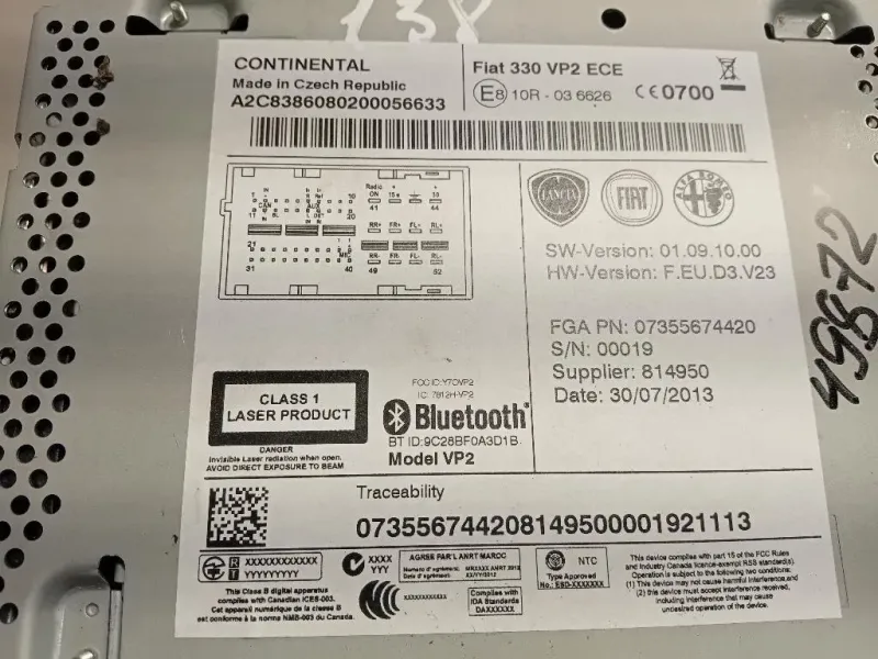 Unità Autoradio 07355674420 Fiat 500L 2013