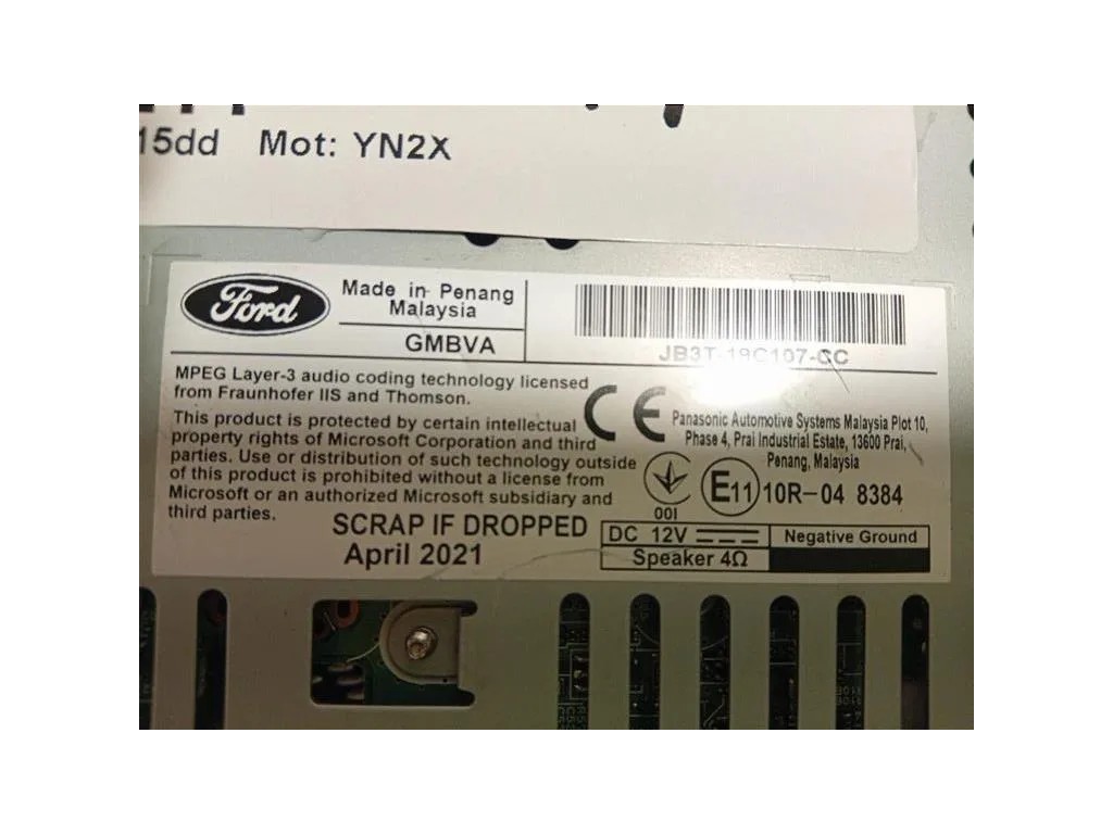 Unità Autoradio JB3T-19C107-CC Ford Ranger IV 2019