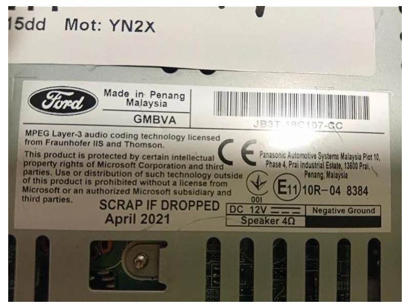 Unità Autoradio JB3T-19C107-CC Ford Ranger IV 2019