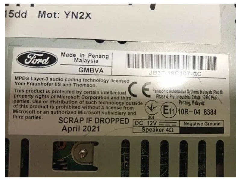 Unità Autoradio JB3T-19C107-CC Ford Ranger IV 2019