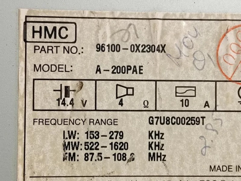 Unità Autoradio 961000X2304X Hyundai I10 I 2008