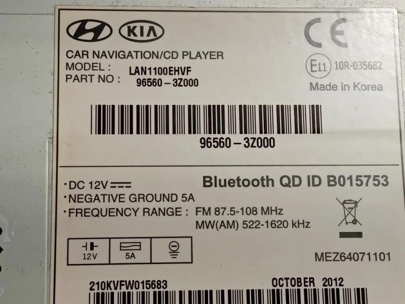 Unità Autoradio 96560-3Z000 Hyundai I40 CW 2012