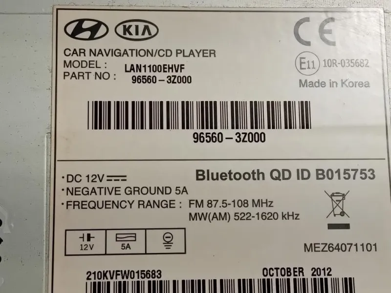 Unità Autoradio 96560-3Z000 Hyundai I40 CW 2012