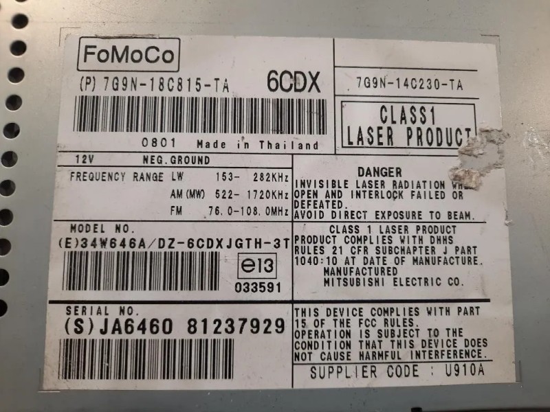 Unità Autoradio 7G9N-14C230-TA Jaguar XF I 2008