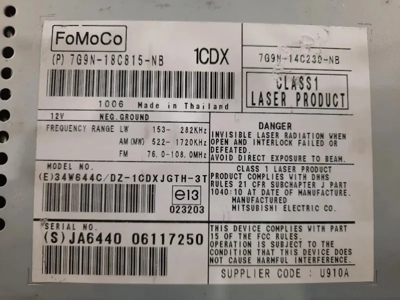 Unità Autoradio 7G9N-18C815-NB Jaguar XF I 2008