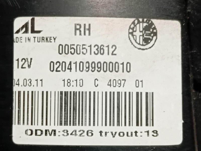 Fanale POST DX 02041099900010 Alfa Romeo Giulietta 2013