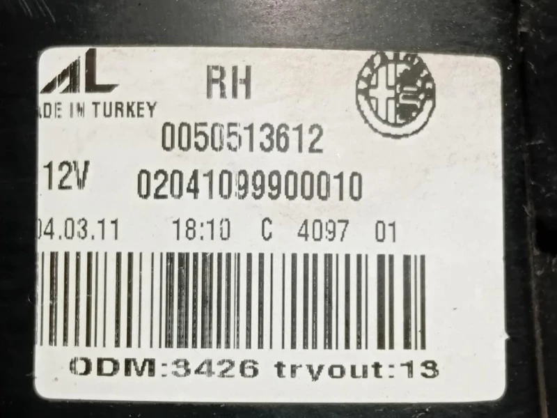 Fanale POST DX 02041099900010 Alfa Romeo Giulietta 2013