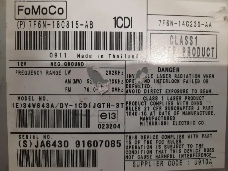 Unità Autoradio 7F6N-14C230-AA Jaguar XF I 2008