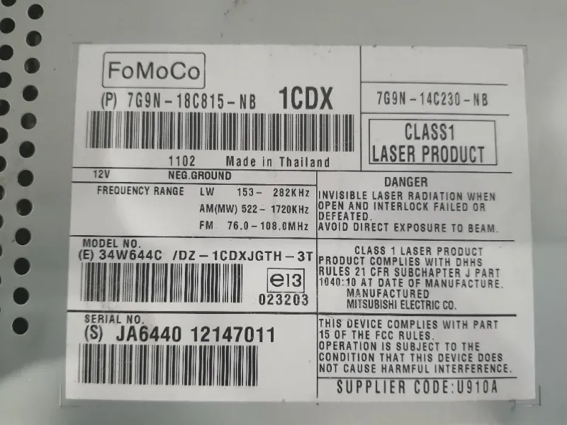 Unità Autoradio 7G9N-18C815-NB Jaguar XF I 2008