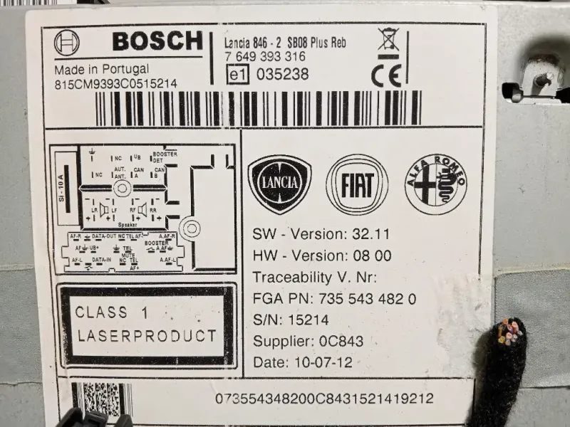 Unità Autoradio 7649393316 Lancia Ypsilon III 2011