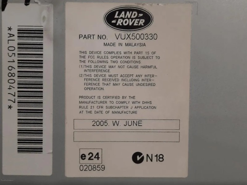 Unità Autoradio VUX500330 Land Rover Discovery III 2005