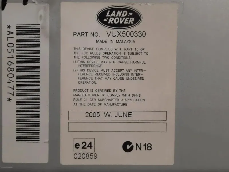 Unità Autoradio VUX500330 Land Rover Discovery III 2005