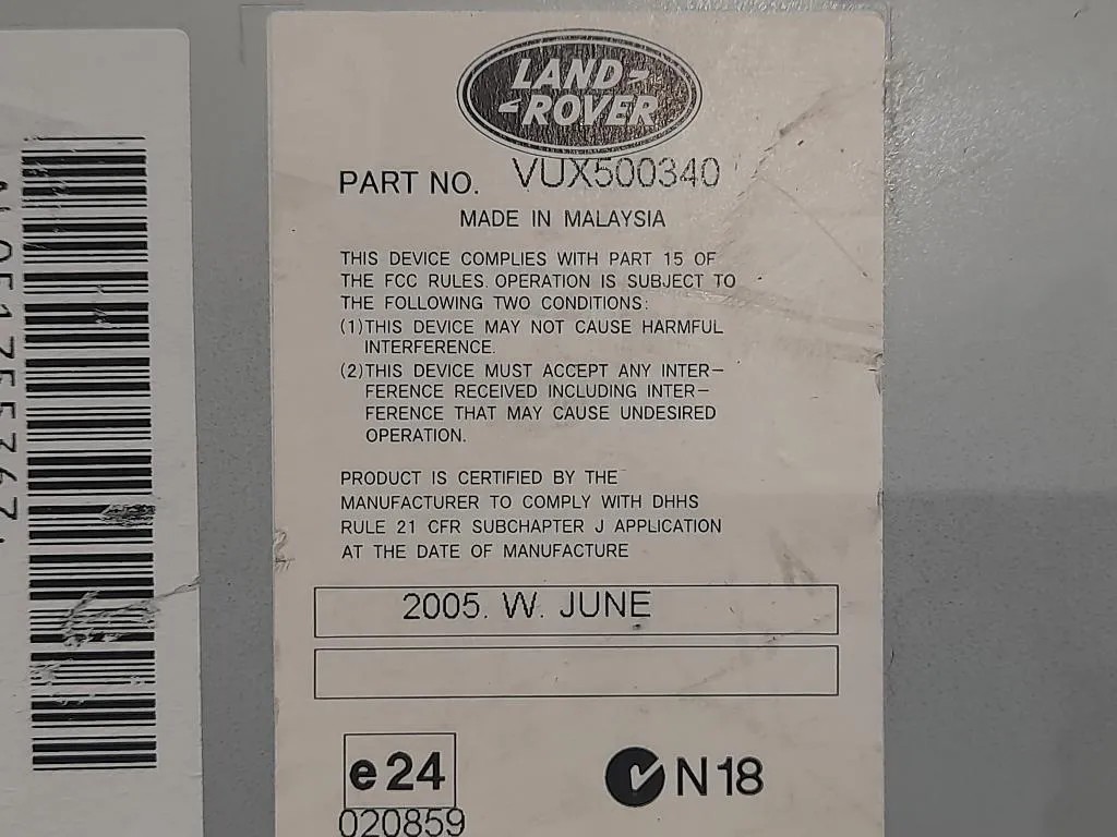 Unità Autoradio VUX200340 Land Rover Discovery III 2005