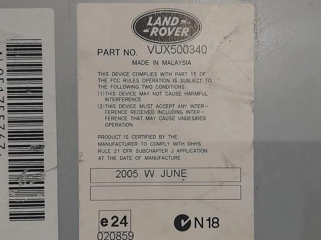 Unità Autoradio VUX200340 Land Rover Discovery III 2005