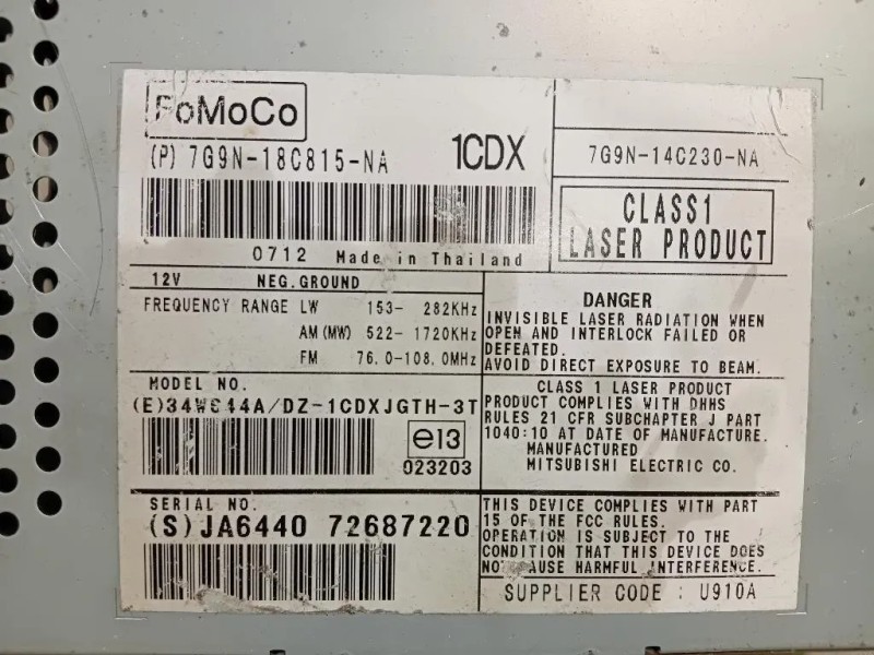 Unità Autoradio 7G9N-18C815-NA Land Rover Freelander II 2011