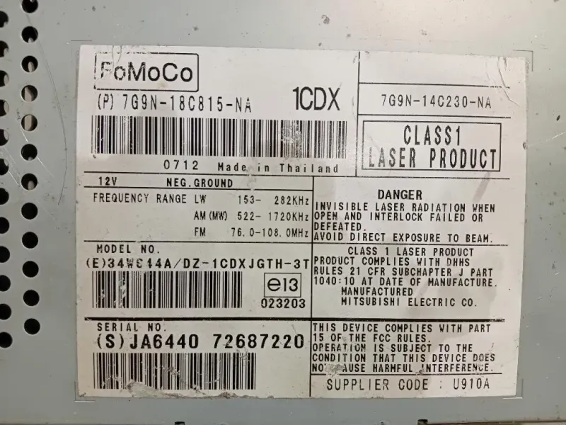 Unità Autoradio 7G9N-18C815-NA Land Rover Freelander II 2011