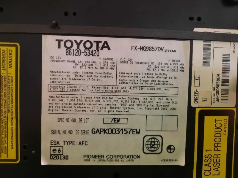 Unità Autoradio 8612053420 8611153050 Lexus Serie IS II 2006