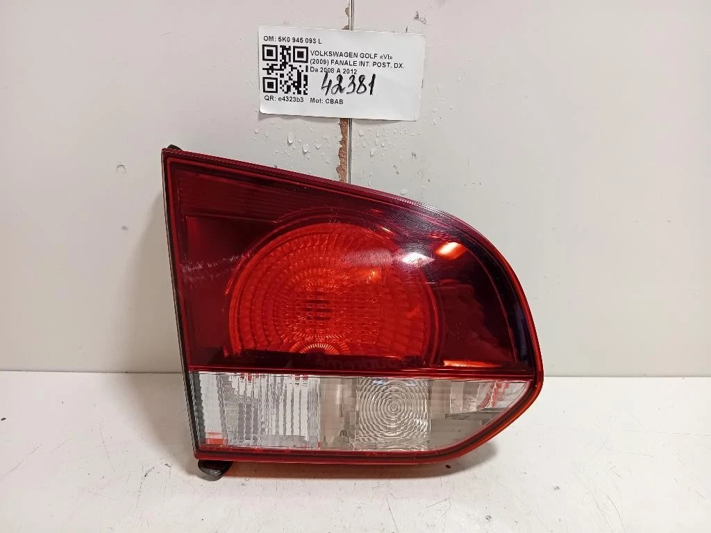 Fanale INT POST SX 5K0 945 093 L Volkswagen GOLF VI 2009
