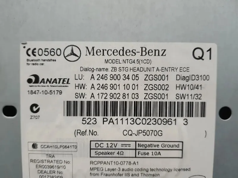 Unità Autoradio A2469003405 Mercedes Classe B W246 2012