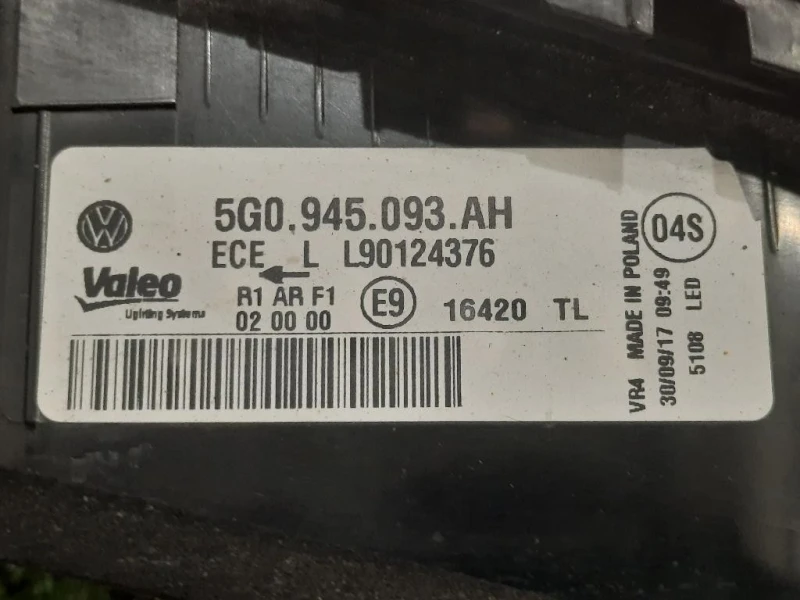 Fanale INT POST SX 5G0 945 093AH Volkswagen GOLF VII 2017