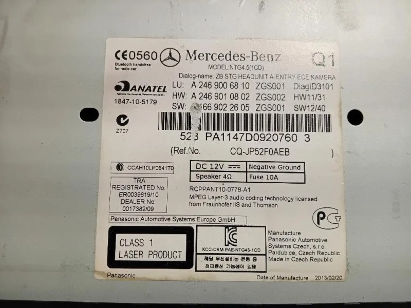 Unità Autoradio A2469006810 Mercedes Classe B W246 2012