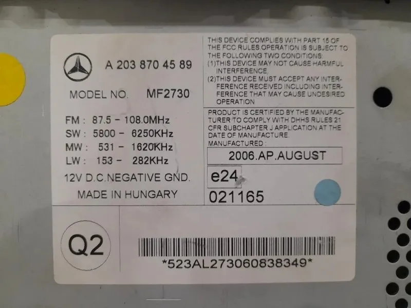 Unità Autoradio A2038704589 Mercedes Classe C W203 2000