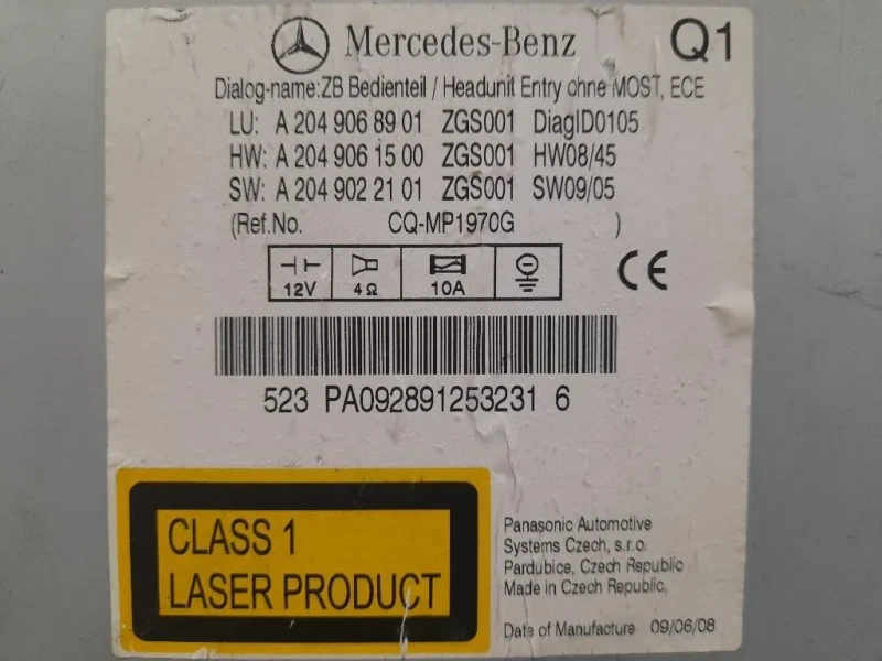 Unità Autoradio A2049068901 Mercedes Classe C W204 2007