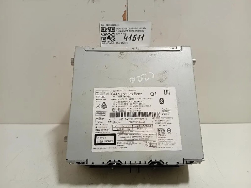Unità Autoradio A2059004040 Mercedes Classe C W205 2014